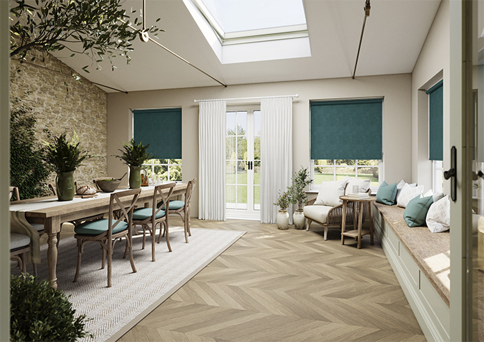 Flori Faux Suede (Blackout), Deep Teal - Twist&Fit Roller Blind - Image 7